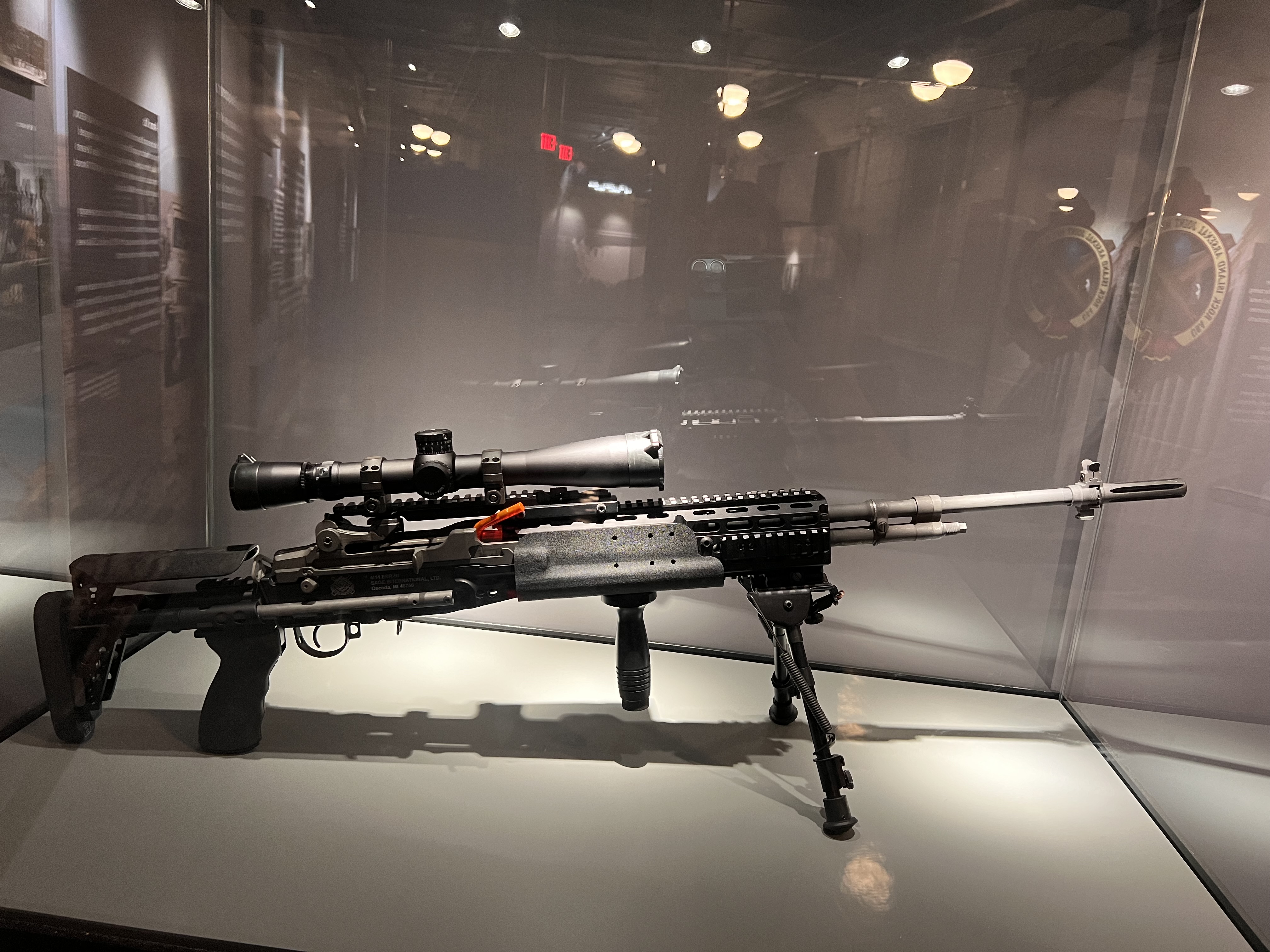 A US Army weapon artifact on display in the Rock Island Arsenal Museum.